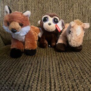 Three 8" or Less Aurora Toys---Fox, Monkey, Pony.